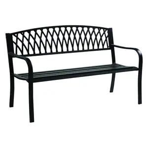 Living Accents 8014609 Steel Grass Back Outdoor Park Bench - 33.46 x 50 x 23.62 in, 500 lbs Weight Capacity, Assembly Required for Outdoor Environment
