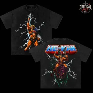 He-Man and the Masters of the Universe Double Printed Oversize Lightweight Acid Washed Tee TV Show Graphic Top Cotton Gift T-Shirt For Comic Lover, Gift T-Shirt For Movie Lover