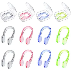 12 Pack Swimming Nose Clips, Soft Silicone Waterproof Nose Plugs with Case, Non-slip Comfortable Fit for Kids Adults, Reusable Swim Clip for Pool Training Diving Surfing, 1.42 Inch, Bright Color