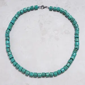 Howlite Turquoise 7x10mm Necklace With Stainless Steel Clasp - 21.5"