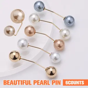 6 Counts Fashion Pearl Brooch, Enhance Your Shawl and Outfits, Secure Design Resists Falling Off, Easy to Attach and Detach