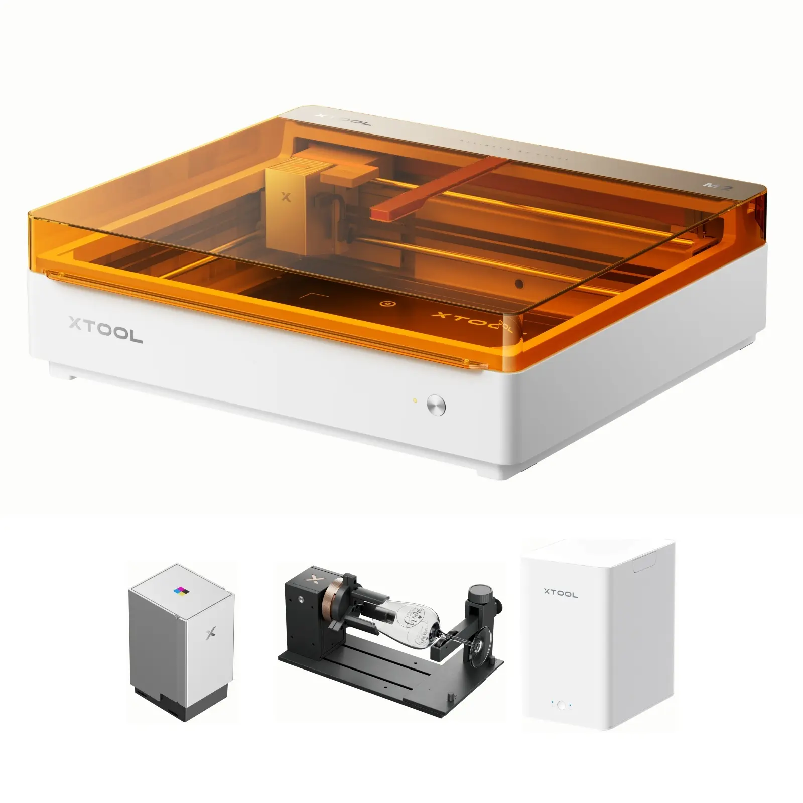 xTool M2 10W 20W Color Craft Laser Engraver, with Dual Cameras, CMYK Inkjet Printer, RA3 Lite Rotray, Purifier, Class 1 Enclosed Safe Laser Engraving Machine for Wood, Leather, Felt, Fabric, DIY Crafts