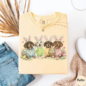 Comfort Colors Dachshund Easter Shirt, Dog Mom Gift