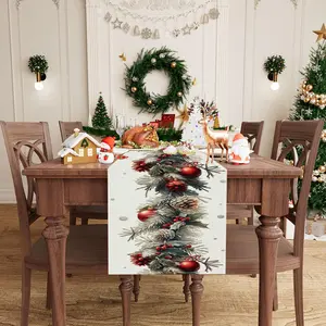1 Pcs, Christmas Theme Table Runner, Home Table Decorations, Restaurant Tabletop Decorations, Room Decorations, Holiday Party Decorations merry christmas