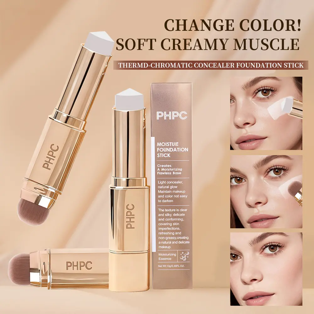 PHPC Thermochromic Double-Ended Concealer Foundation Stick with Thermochromic Technology for Natural Look and Long-Lasting Makeup Effect