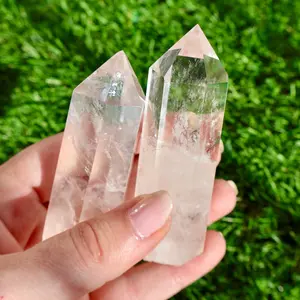 Clear Quartz Crystal Mineral Point with Natural Inclusions, 3" Obelisk Tower