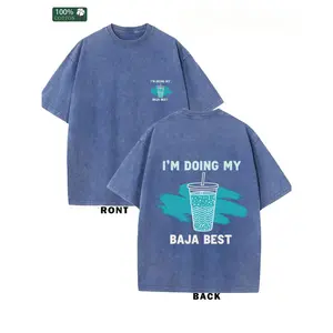 Digitex Unisex Baja Blast Printed Graphic Tee I'm Doing My Baja Best Washed Vintage 230G Crew Neck Y2K Retro Streetwear