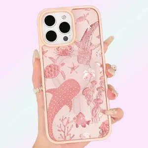 Cute Pink Whale iPhone 17 Pro Max Silicone Frame Case for iPhone 13-17 Pro Max Shockproof Anti-drop Magsafe Protective Dustproof Magnetic for Girls Wireless Charging 360° Screen & Camera Protection