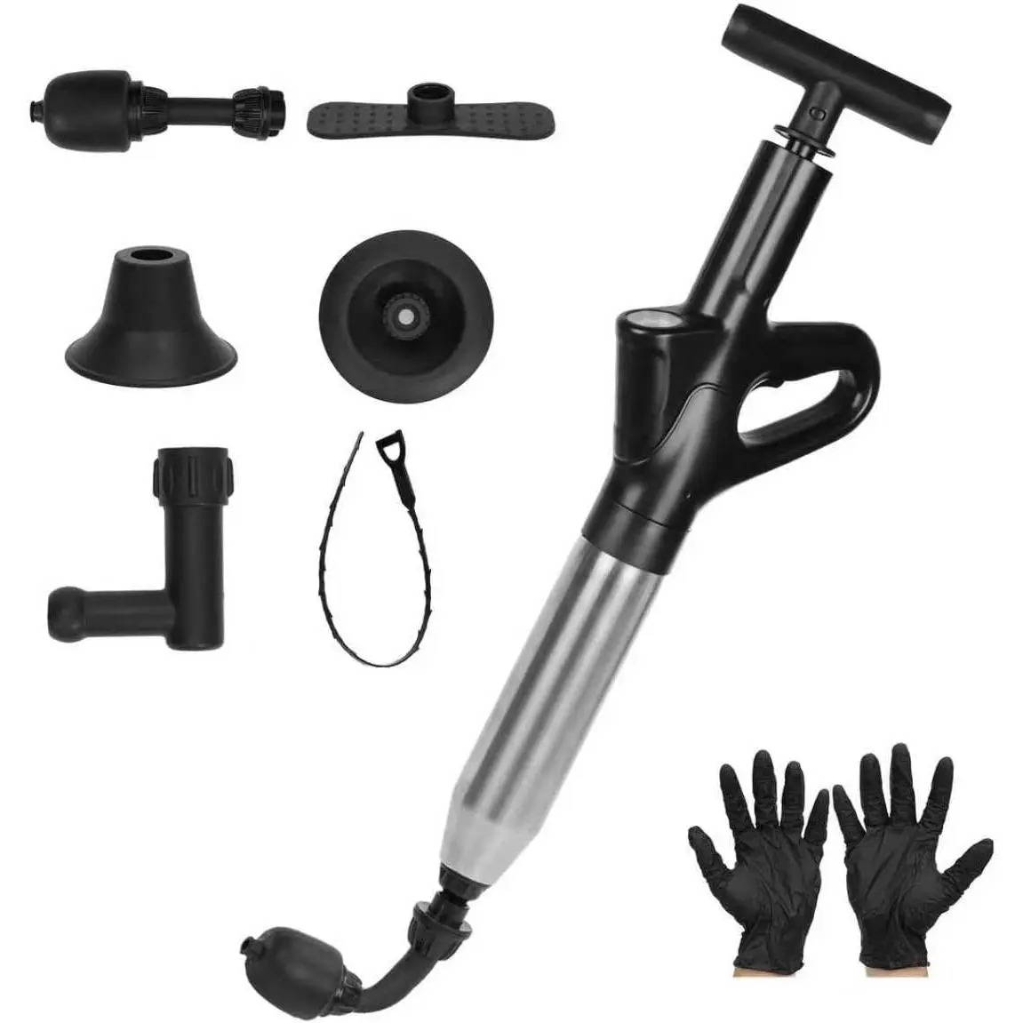 Plunger, High Pressure Clog Remover, Air Drain Unclogger with Visual Barometer and Waterproof Bag, Duty Plungers for Toilets,,, Plumbing Clogs-Black