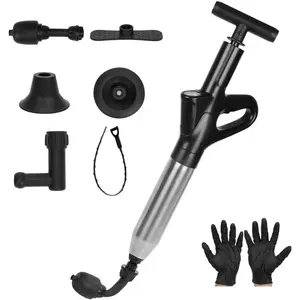 Plunger, High Pressure Clog Remover, Air Drain Unclogger with Visual Barometer and Waterproof Bag, Duty Plungers for Toilets,,, Plumbing Clogs-Black