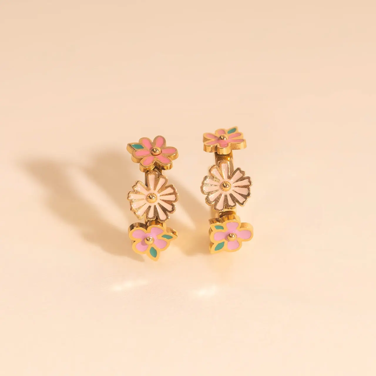 Bloom Trio 3D Huggie Hoop Earrings