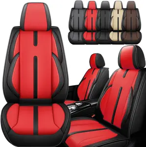 Full Set Car Seat Covers Universal for 5 Seats, Premium Leather Cushion Protectors,40/60,50/50 Split Front and Rear Bench Seat, Breathable Auto Accessories Fit for Vehicles Sedans SUVs