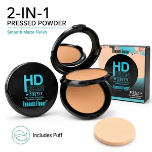 Flawless HD 2-in-1 Pressed Powder Compact Foundation – Oil Control, Soft Matte Finish, Built-in Mirror & Puff, Long-Lasting Full Coverage Makeup for Natural Smooth Skin, Portable Touch-Up Essential