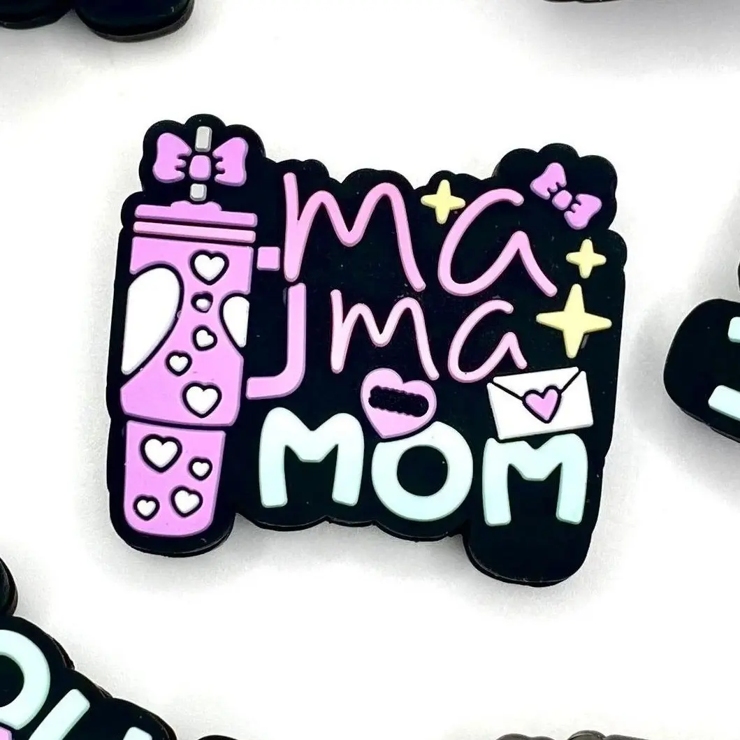 1pc Ma Ma Mom Silicone Focal Beads - Cute Colorful Beading & Crafting Supplies