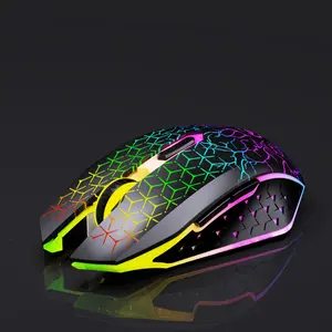 Wireless Gaming Mouse, USB Rechargeable Silent Button Mouse, Colorful Lighting Mouse for PC Laptop & Desktop, Gaming Accessory