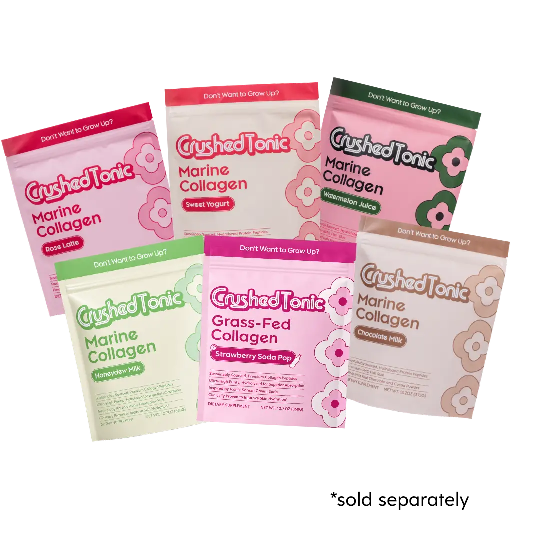 Crushed Tonic Juice Collagen LTD Edition Rose Latte · Watermelon · Honeydew · Sweet Yogurt · Strawberry Soda Pop – Hydrolyzed Collagen Peptides for Skin, Hair & Nails - Gluten Free Non-GMO Halal Kosher Beauty Supplement
