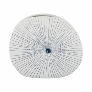 212 MAIN Decorative Flower Vase - 10x9 in. Round Modern Home Decor Accessory, White & Blue Dotted Shell Flower Design