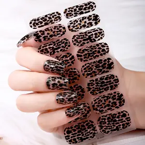 Shiny Full Coverage Nail Polish Strips, Leopard Print Self-Adhesive Nail Stickers, DIY Home Nail Art Kit for Women