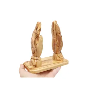 Praying Hand Holding Bible Stand Olive Wood Bethlehem HolyLand Handmade Religion