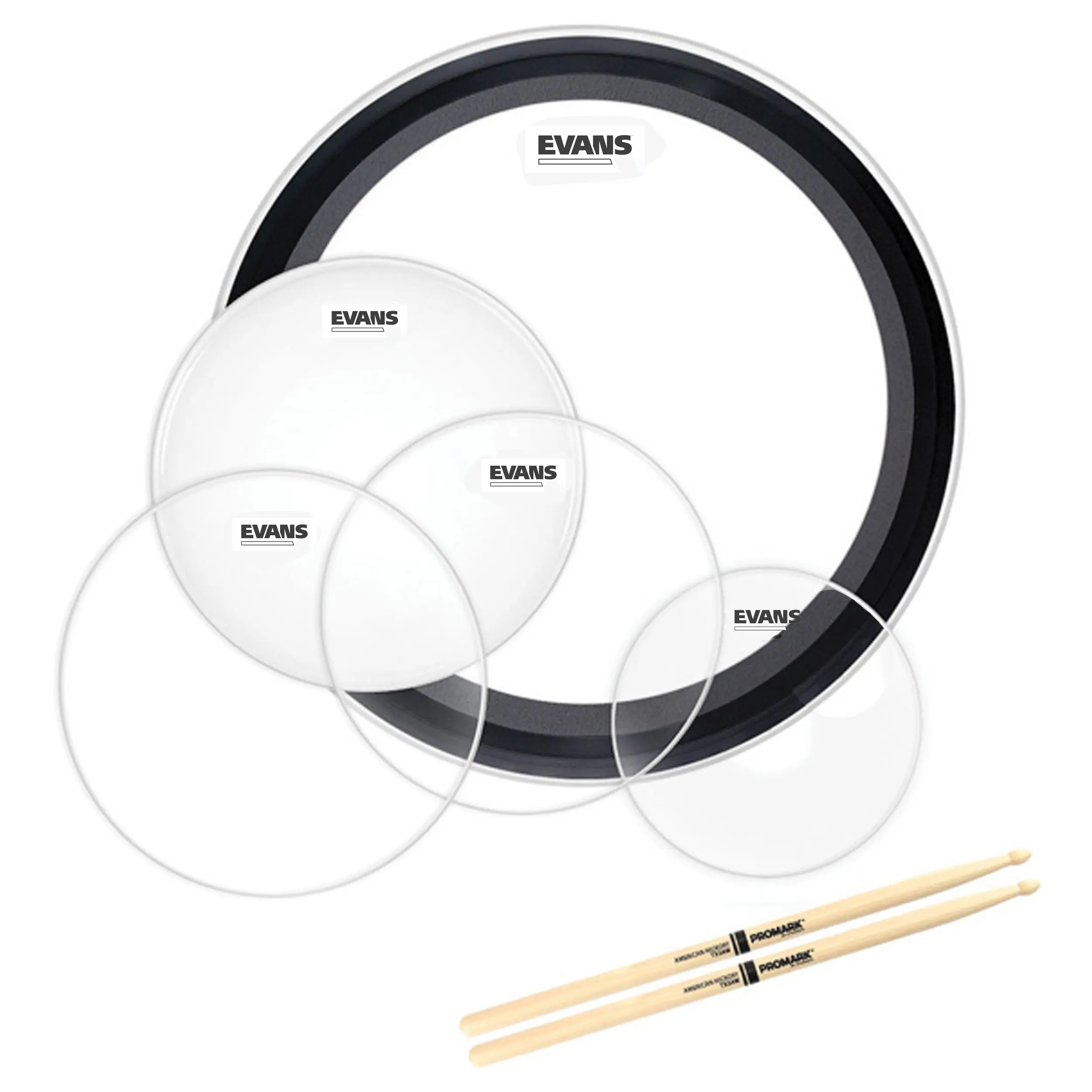 Evans American Upgrade Drumhead Rock Pack (10", 12", 16"), with 22" EMAD Evans American Upgrade Drumhead Rock Pack (10", 12", 16"), with 22" EMAD