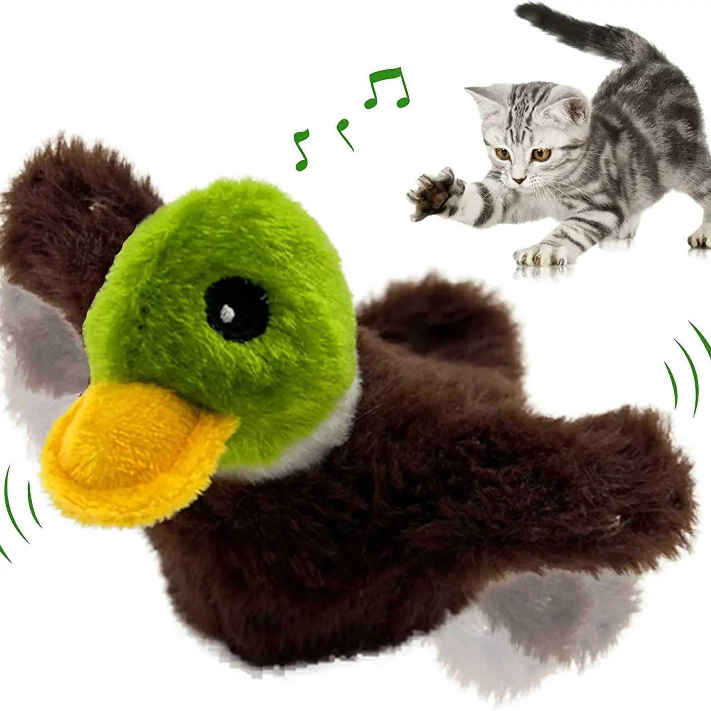 Interactive Pet Toy Cat Toy for Indoor Pet Toy Cats Flapping and Sounding Duck for Kittens, USB Rechargeable, for Exercise and Play