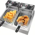 Stainless Steel Electric Countertop Deep Fryer - Space-saving Countertop Kitchen Appliance for Home, Small Businesses, Deep Frying, Easy Cleaning, Low Maintenance, Simple 1-tap Use