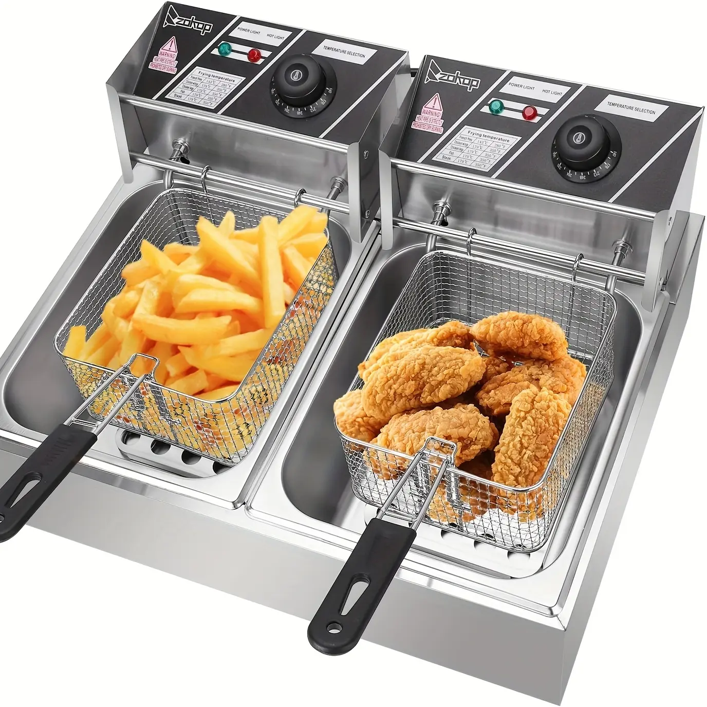 Stainless Steel Electric Countertop Deep Fryer - Space-saving Countertop Kitchen Appliance for Home, Small Businesses, Deep Frying, Easy Cleaning, Low Maintenance, Simple 1-tap Use