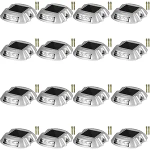 VEVOR EVOR Driveway Lights 24 - Pack Solar Driveway Lights White with Screw Solar Deck Lights Outdoor Waterproof Wireless Dock Lights 6 LEDs for Path Warning Garden Walkway Sidewalk Steps(White)VEVOR Super Brand Day