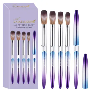 4 Piece Colorful Nail Brush Set Acid Nail Brushes Brush Round Handle Acrylic Brush Nail Brush for Acrylic Application Nail Art Brush Nail Manicure Tools Size 8,10,12,14