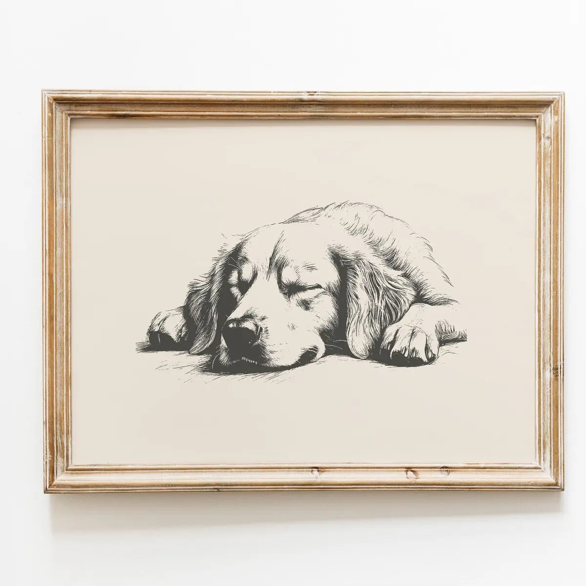 Golden Retriever Poster, Farmhouse Dog Print, Vintage Countryside Wall Art, Room Decor, Unframed 5 Sizes, 8x12 to 27x40 inch