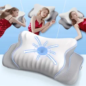 Ergonomic Contoured Memory Foam Pillow, Cervical Support Pillow with Dual Height Design & Arm Grooves, Breathable Removable Cover, Suitable for Side, Back & Stomach Sleepers, Queen Size