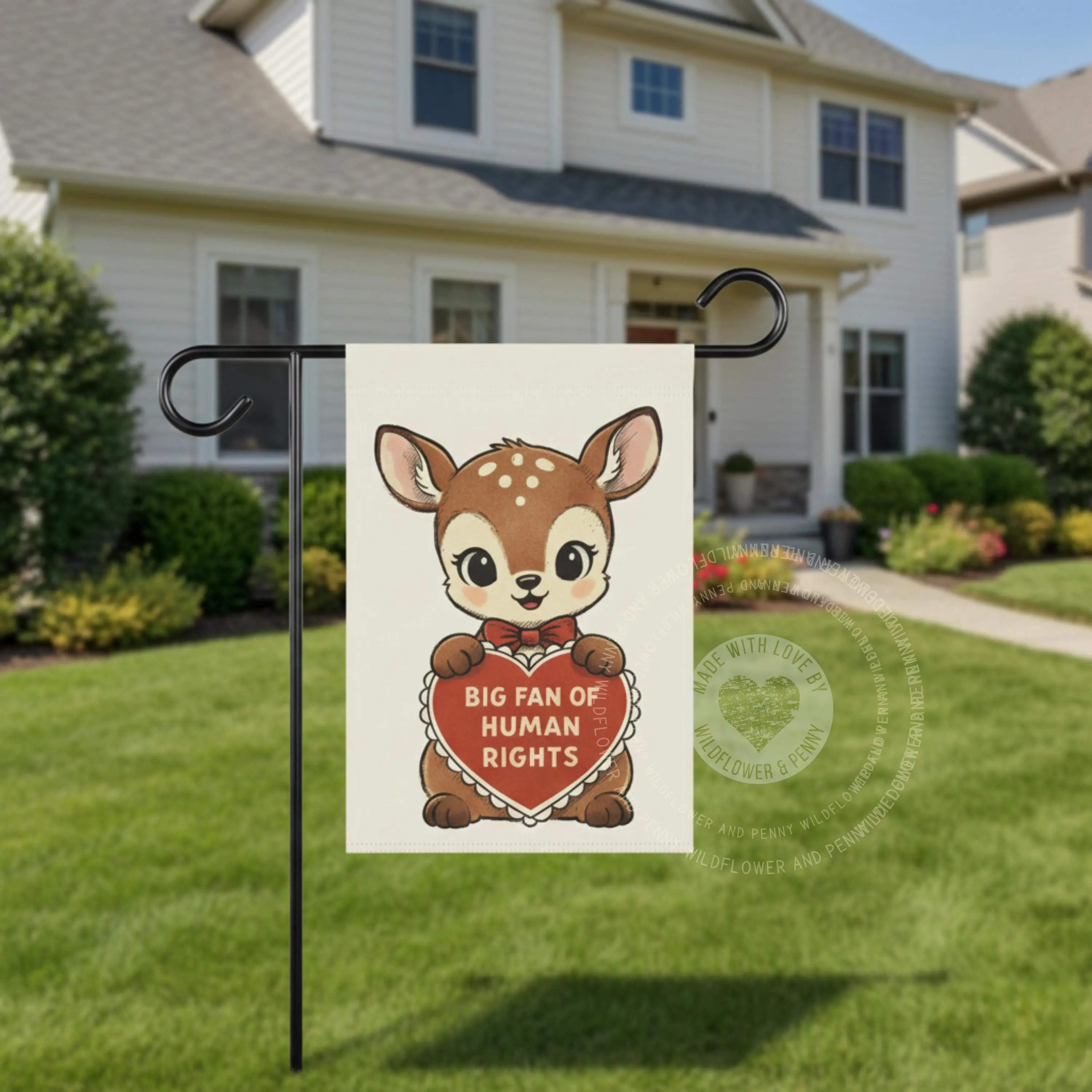 Valentines Garden Flag, Subtle Anti Trump Yard Sign, Progressive Valentine's Day Flags, Heart Banner