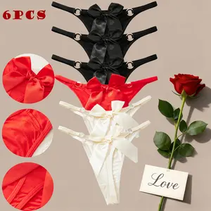 6Pcs Underwear Set Sexy Bowknot Skin/Red/Black Snug Comfort Fit Loungewear & Private Wear Perfect Gift bikini panties soft stylish brief