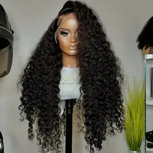 Deep Curly 36 38 Inch Human Hair Wig 13X6 13X4 Hd Transparent Lace Front Human Hair Wigs Deep Wave Pre Plucked Natural Hairline 180 Density Water Curly Lace Wigs Human Hair For Women