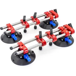 2PCS 6 inch Seamless Seam Setter With Vacuum Suction Cups For Seam Joining Leveling,Solid Countertop Installation Tool for Quartz slabs ,Granite, Stone, Marble,Tile Gap Regulator Red