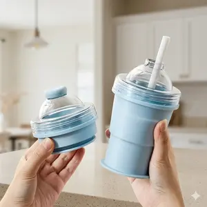 Portable 2-in-1 Foldable Ice Ball Maker Cup – Silicone Leak-Proof Travel Mug with Straw for Summer & Outdoor Use