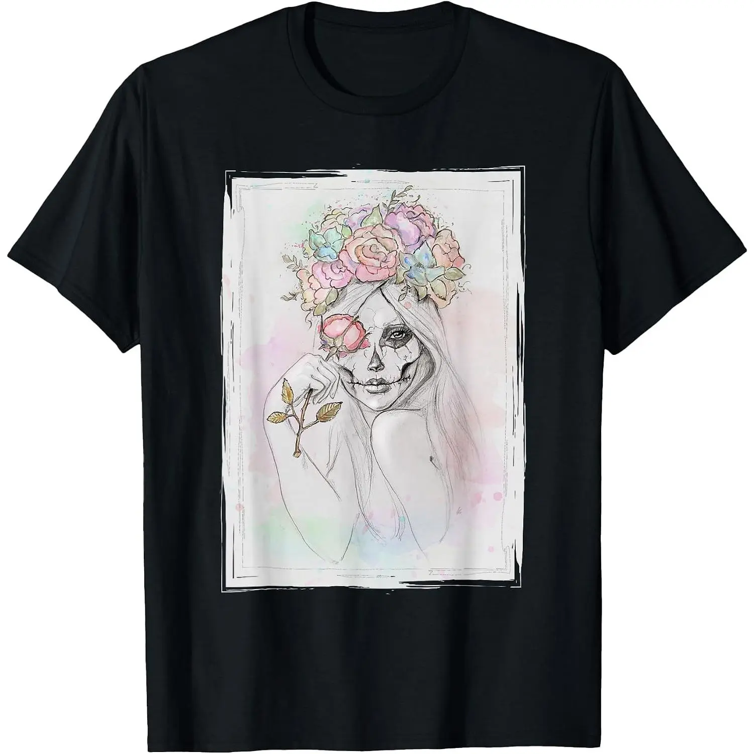 Beautiful Sugar Skull Girl  Flower Wreath _ Day of The Dead T-Shirt