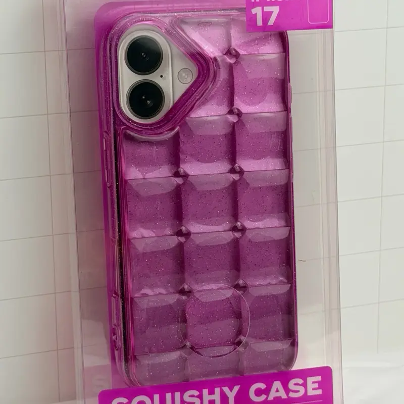 SugarSqueez Squishy Fidget Jelly Protective iPhone 17 Cover - Colorful Pink Unisex Slow Rise Stress Relief Sensory Protector, Cellphone Accessory for Women (1pc Anxiety Tool)