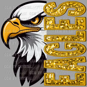 Eagles Faux Sequins Faux Embroidery Mascot Ready to Press DTF Transfer for T-Shirts - Ready to Press Sublimation CCMbyCrystal