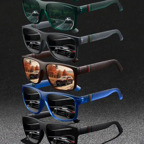 5 Pairs of Colored Striped Square Glasses, Fashion Glasses, Neutral Design, Multiple Color Options, Modern Retro Sunglasses, Suitable for Driving, Travel and Various Scenarios, Casual Outdoor Sunglasses