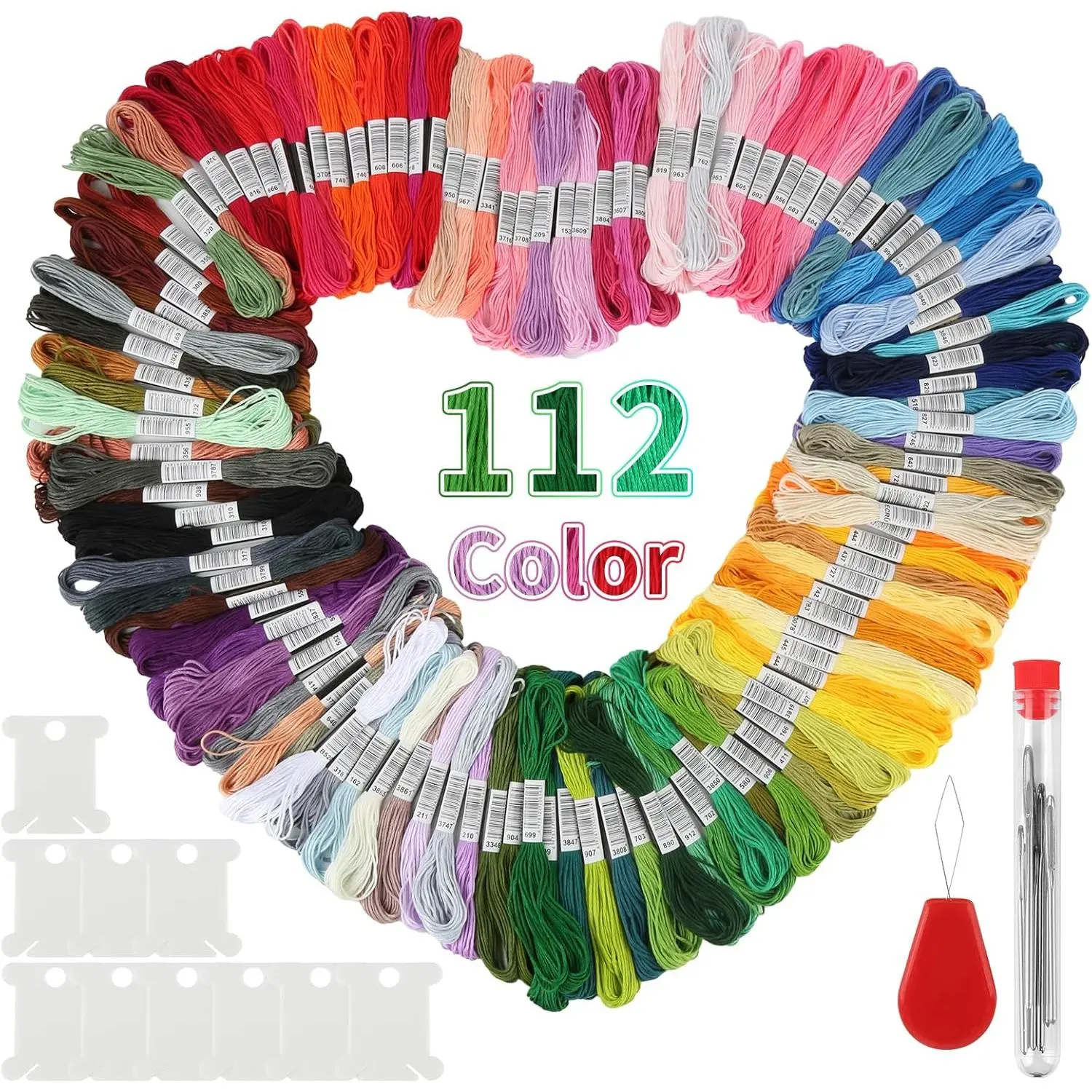 112 Colors Embroidery Yarn Set, Embroidery Yarn Embroidery Floss, 8 Meter 6-Thread, Embroidery Thread Embroidery Yarn Cotton, Embroidery Yarn Set for Embroidery Crafts Knitting Bracelet Thread Sewing Yarn