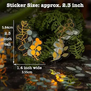 240 Pack Transparent Gold Foil Botanical Stickers, Holographic Eucalyptus Cutting Stickers Floral Decals for Water Bottles Phone Cases Laptops Journal Planner Card Making Flower Plant Plastic Rainbow Smartphone Cellphone Cover Casing