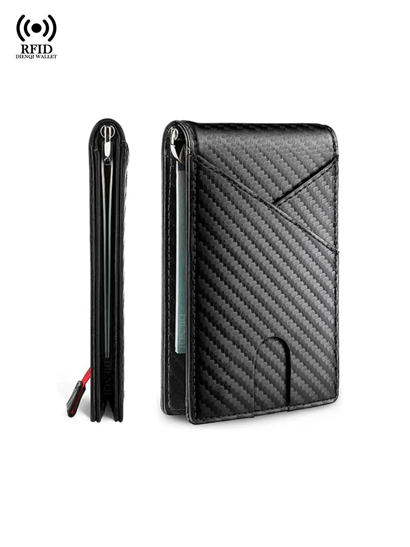 Carbon Fiber RFID Blocking Men Business Style Wallet Slim Design Thin Bifold Minimalist Card Holder Male Short Purse Money Billfold for Men, Men's Wallet With ID Window, RFID Blocking Wallets, Durable Bifold Wallet