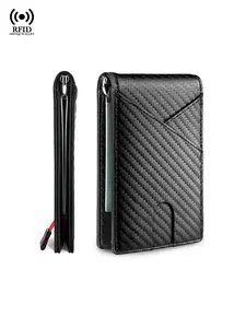 Carbon Fiber Credit Card Holder For Men Rfid Slim Card Case Minimalist Wallets Money Bag Men's Bifold Wallet Billfold Cardholder, Birthday Gift For Men