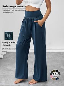 women's solid wide leg pants, casual comfy trousers for outdoor sports, ladies loose bottoms for all seasons, womenswear, baggy legged pants, elastic waist trousers