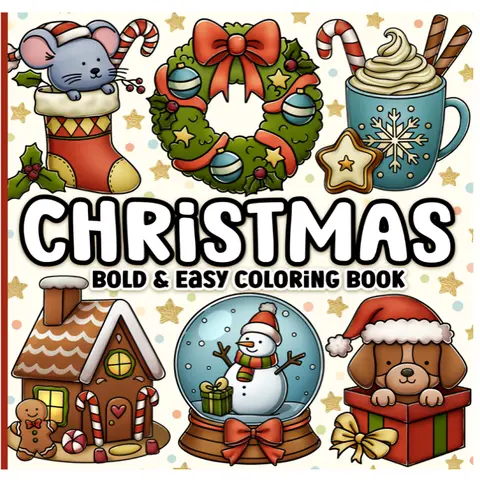 【JUST RELEASED】Adult Coloring Book - 8.5" x 8.5" Easy-to-Use, 52 Pages, Festive Images (Santa, Snowmen, Stockings, Decorations, Clothing, Christmas Trees, Patterns, Scenes, Food, Magical World), Festive Quotes, Relaxation Office Stationery Art Supplies