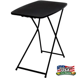 MS 26" Adjustable Height Personal Folding Table, Black