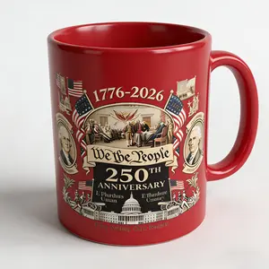 1776-2026 We The People 250th Anniversary Classic Printed Ceramic Mug, Patriotic American History Washable Coffee Cup (Black & 2 Other Colors) for Home & Office Drinkware