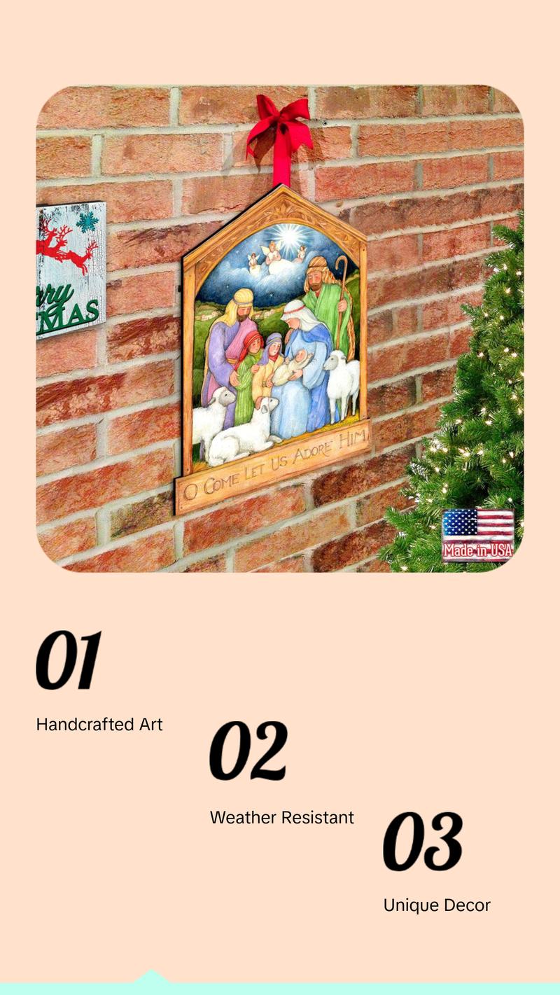 Holy Family Nativity Door Decor by Susan Winget - Nativity Holiday Decor - 8471112H-SW