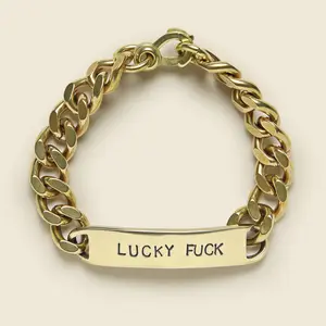 ID Bracelet - Lucky Fuck-22mm Men's Bracelet Father's Day Gift Gift for Husband Stainless steel Bracelet Striped Cuban Chain Bracelet